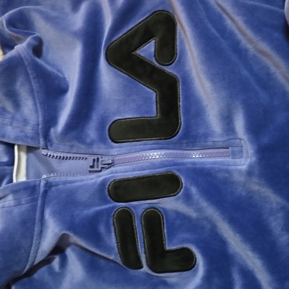 FILA Blue Velour Hoodie, EUC 2X - Picture 2 of 5